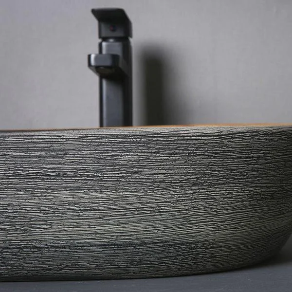 Brown Oval-shape Trough Bathroom Sink Modern Trough Bathroom Sink -Bathlova