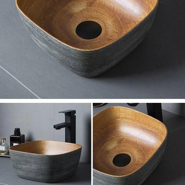 Brown Oval-shape Trough Bathroom Sink Modern Trough Bathroom Sink -Bathlova