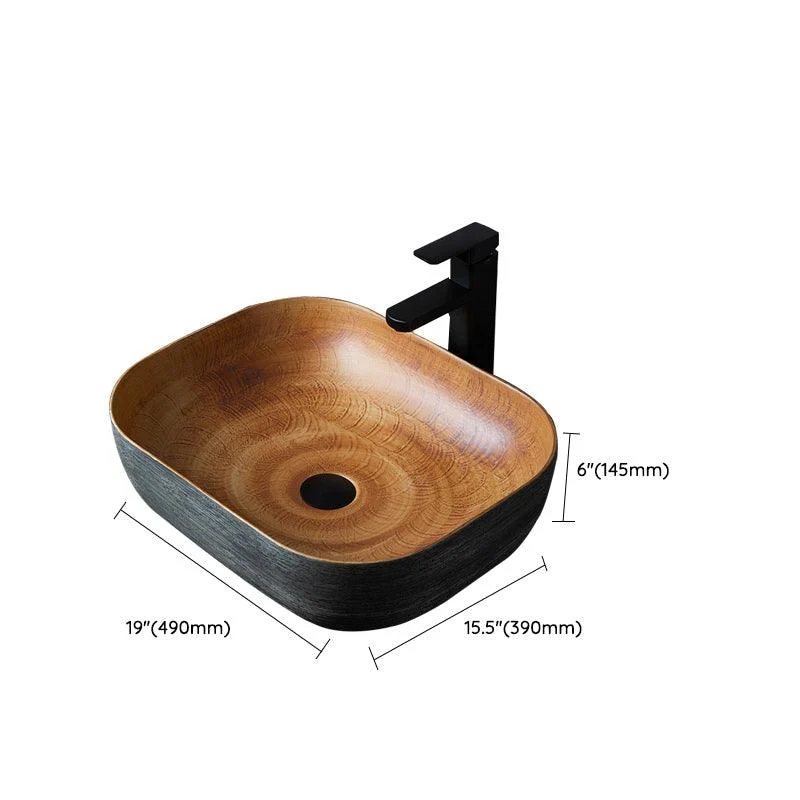 Brown Oval-shape Trough Bathroom Sink Modern Trough Bathroom Sink -Bathlova