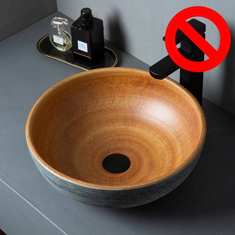 Brown Oval-shape Trough Bathroom Sink Modern Trough Bathroom Sink -Bathlova