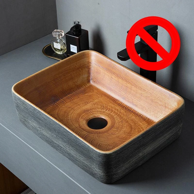 Brown Oval-shape Trough Bathroom Sink Modern Trough Bathroom Sink -Bathlova