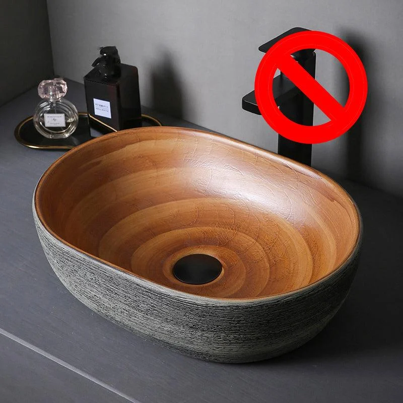 Brown Oval-shape Trough Bathroom Sink Modern Trough Bathroom Sink -Bathlova