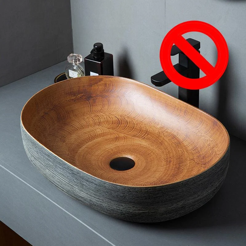 Brown Oval-shape Trough Bathroom Sink Modern Trough Bathroom Sink -Bathlova