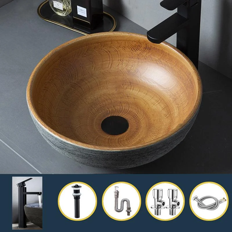 Brown Oval-shape Trough Bathroom Sink Modern Trough Bathroom Sink -Bathlova