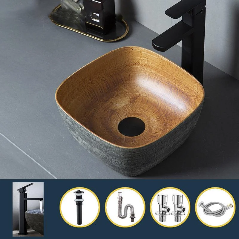 Brown Oval-shape Trough Bathroom Sink Modern Trough Bathroom Sink -Bathlova