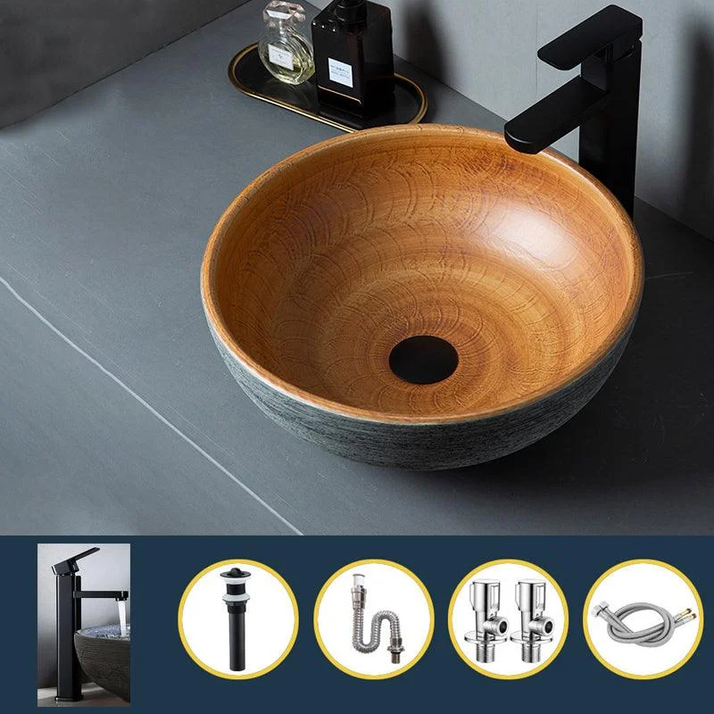 Brown Oval-shape Trough Bathroom Sink Modern Trough Bathroom Sink -Bathlova