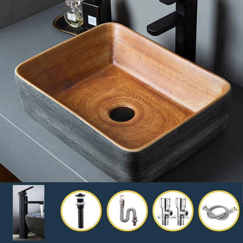 Brown Oval-shape Trough Bathroom Sink Modern Trough Bathroom Sink -Bathlova