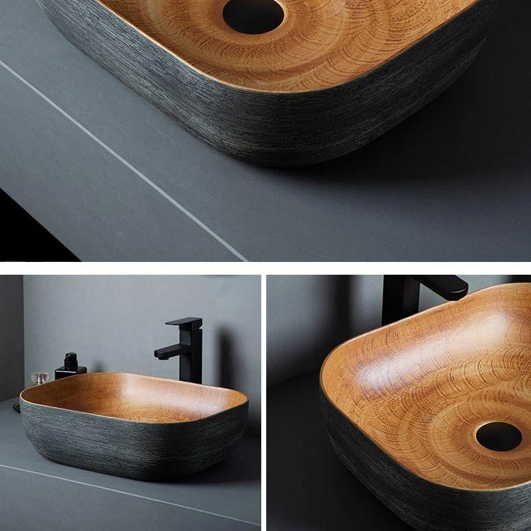 Brown Oval-shape Trough Bathroom Sink Modern Trough Bathroom Sink -Bathlova