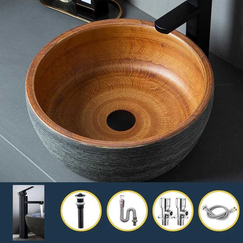 Brown Oval-shape Trough Bathroom Sink Modern Trough Bathroom Sink -Bathlova