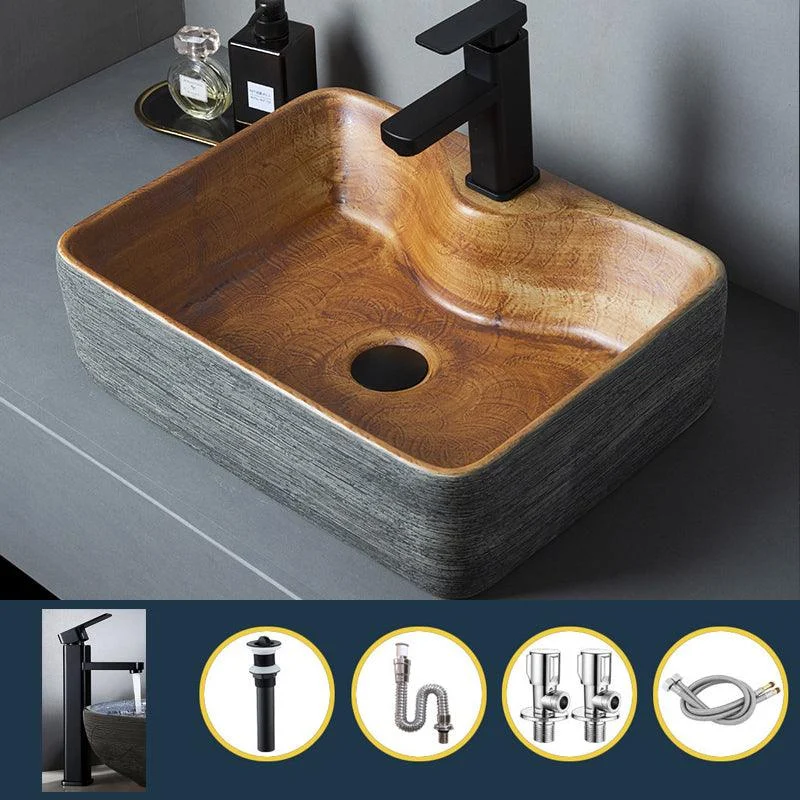 Brown Oval-shape Trough Bathroom Sink Modern Trough Bathroom Sink -Bathlova