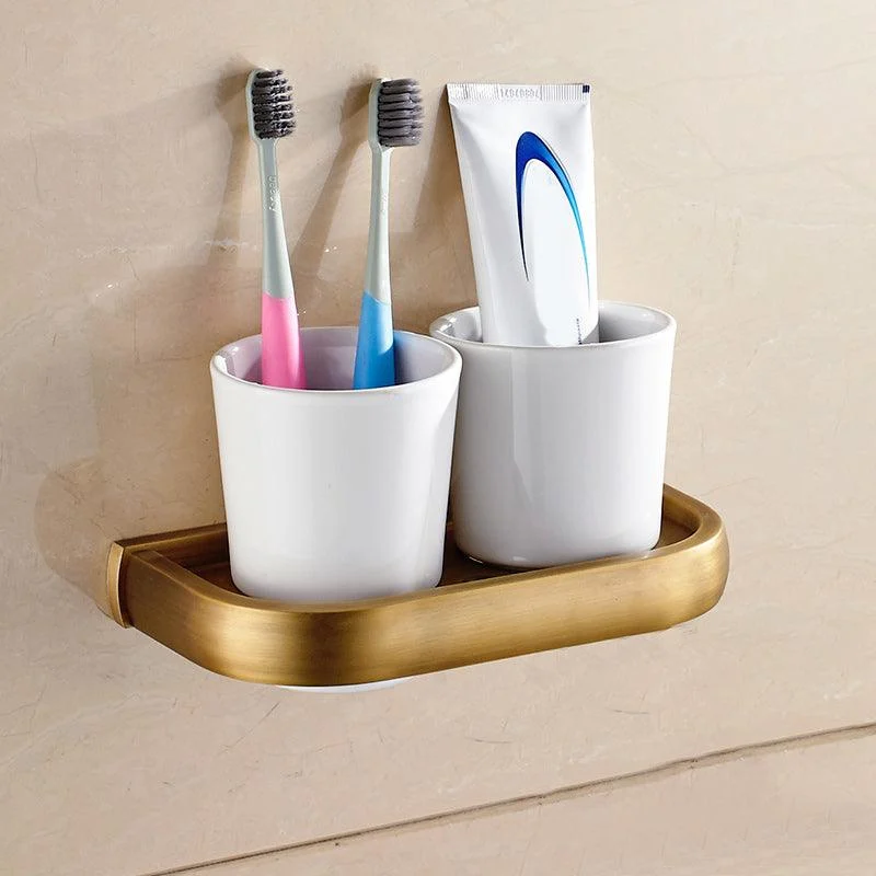 Brushed Brass 4-Piece Bathroom Accessory Set Vintage Bronze Bath Shelf/Towel Bar -Bathlova