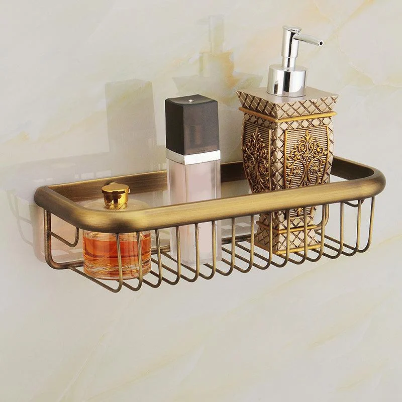 Brushed Brass 4-Piece Bathroom Accessory Set Vintage Bronze Bath Shelf/Towel Bar -Bathlova