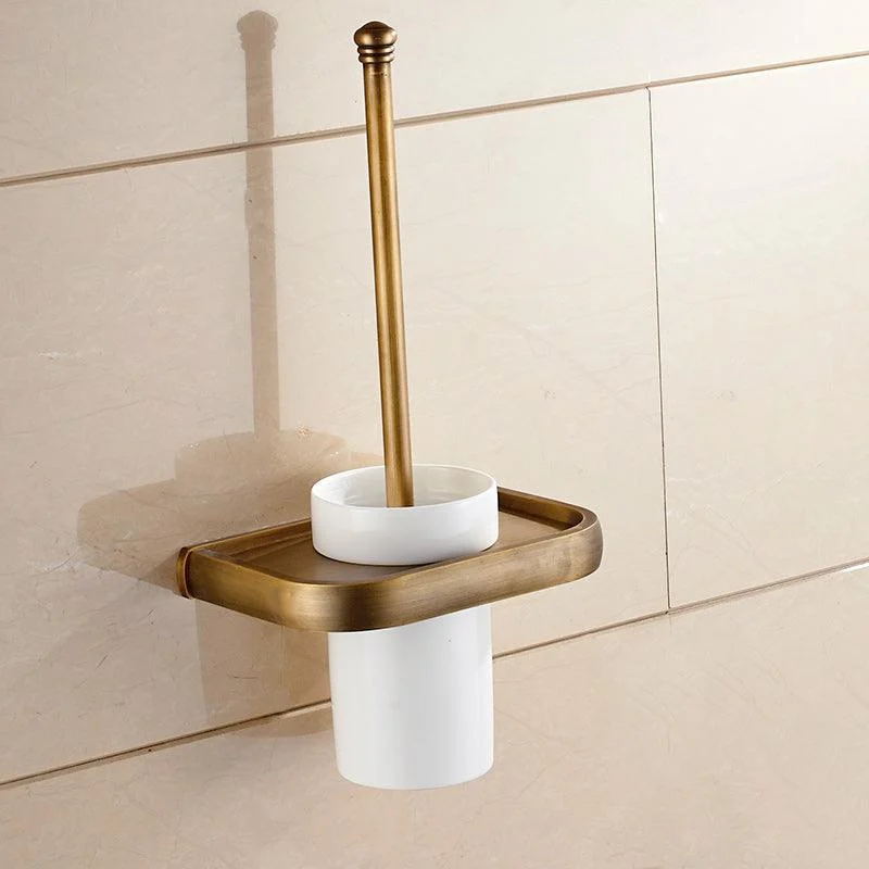 Brushed Brass 4-Piece Bathroom Accessory Set Vintage Bronze Bath Shelf/Towel Bar -Bathlova