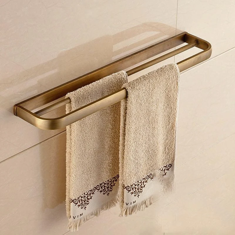 Brushed Brass 4-Piece Bathroom Accessory Set Vintage Bronze Bath Shelf/Towel Bar -Bathlova