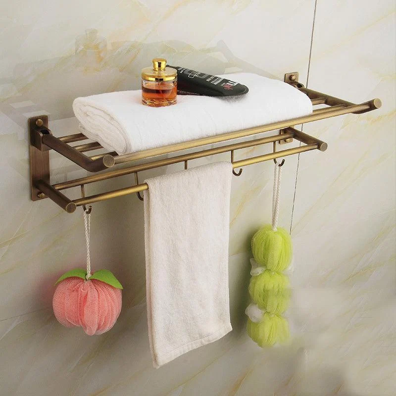 Brushed Brass 4-Piece Bathroom Accessory Set Vintage Bronze Bath Shelf/Towel Bar -Bathlova