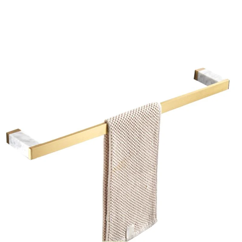 Brushed Brass Bathroom Accessory Set Metal & Marble Bathroom Hardware Set with Bath Shelf -Bathlova