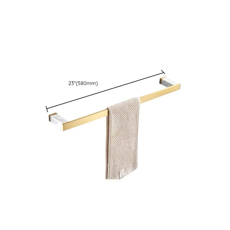 Brushed Brass Bathroom Accessory Set Metal & Marble Bathroom Hardware Set with Bath Shelf -Bathlova