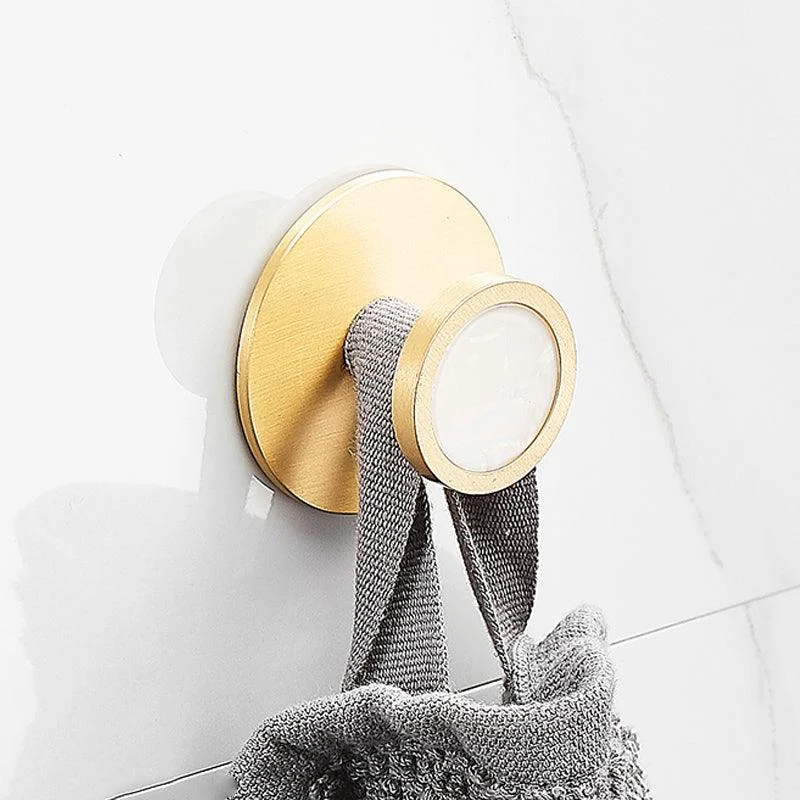 Brushed Brass Bathroom Accessory Set Metal & Marble Bathroom Hardware Set with Bath Shelf -Bathlova