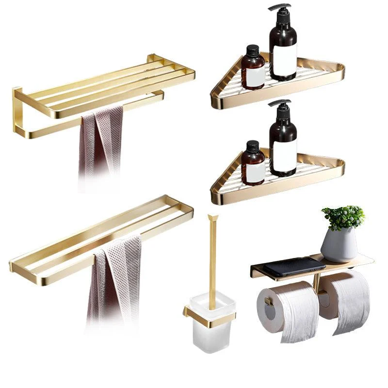 Brushed Brass Bathroom Hardware Set Retro Golden Bathroom Accessory Kit -Bathlova