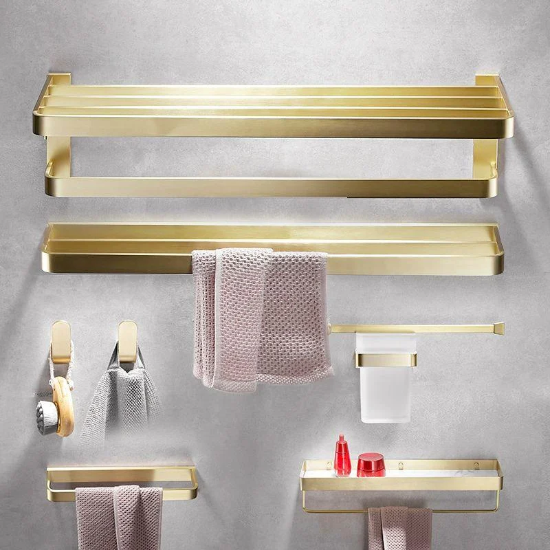 Brushed Brass Bathroom Hardware Set Retro Golden Bathroom Accessory Kit -Bathlova