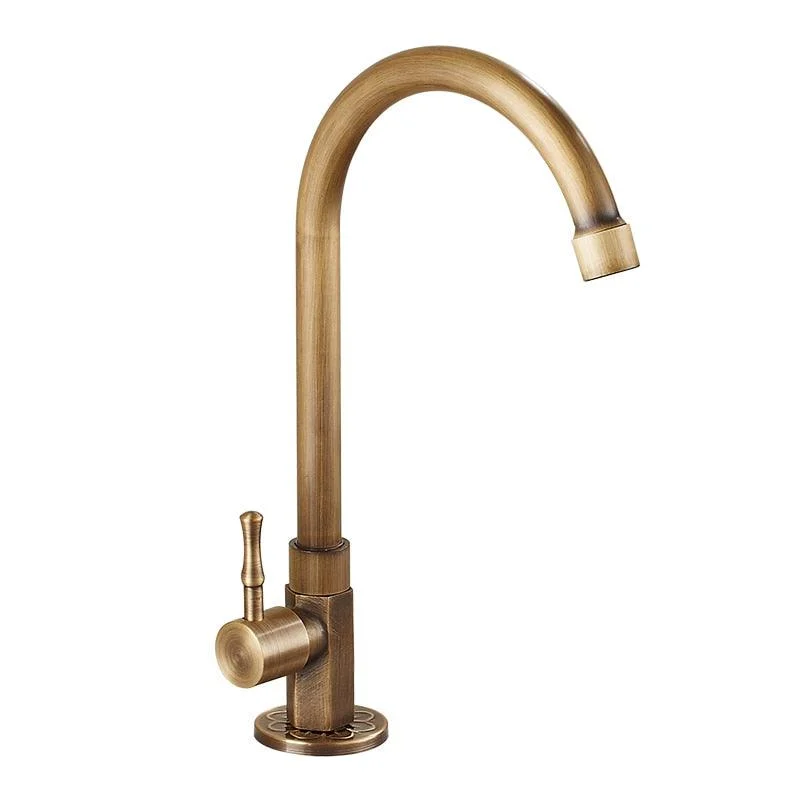 Brushed Finish Classic Kitchen Sink Tap Gooseneck Single Lever Tap -Bathlova