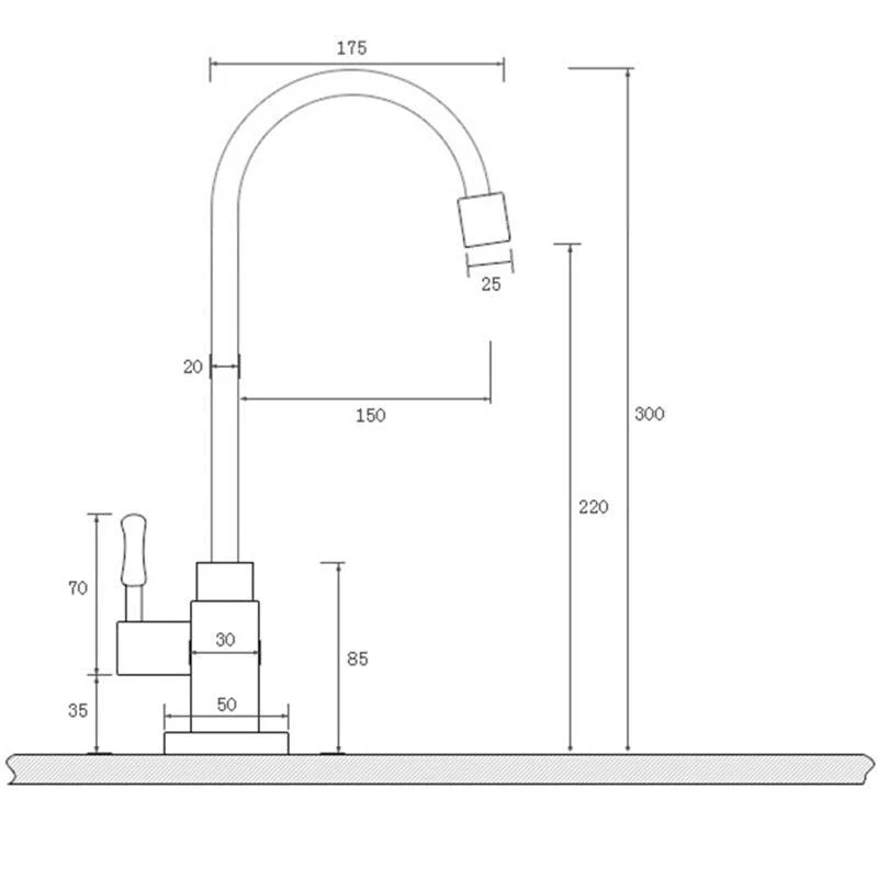 Brushed Finish Classic Kitchen Sink Tap Gooseneck Single Lever Tap -Bathlova