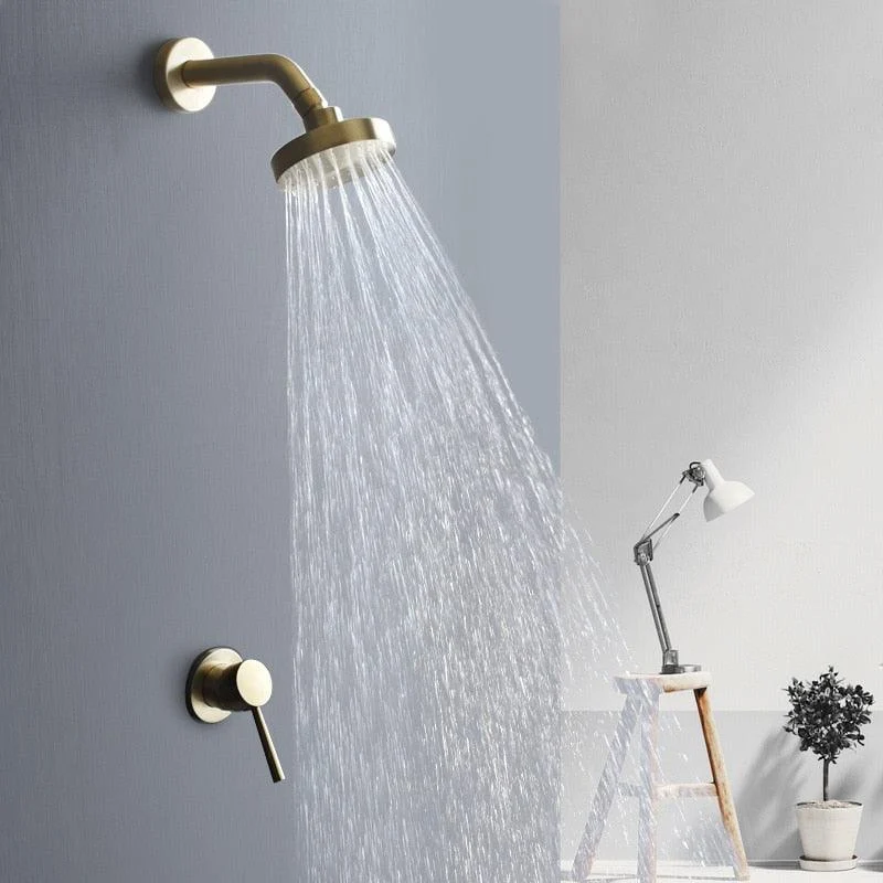 Brushed Gold Bathroom Fixture Waterfall Restroom Shower Tap Set -Bathlova