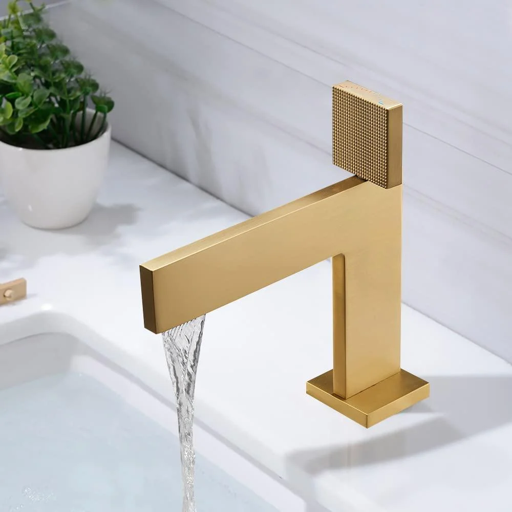 Brushed Gold Bathroom Vessel Sink Tap Brass Water Mixer Tap -Bathlova