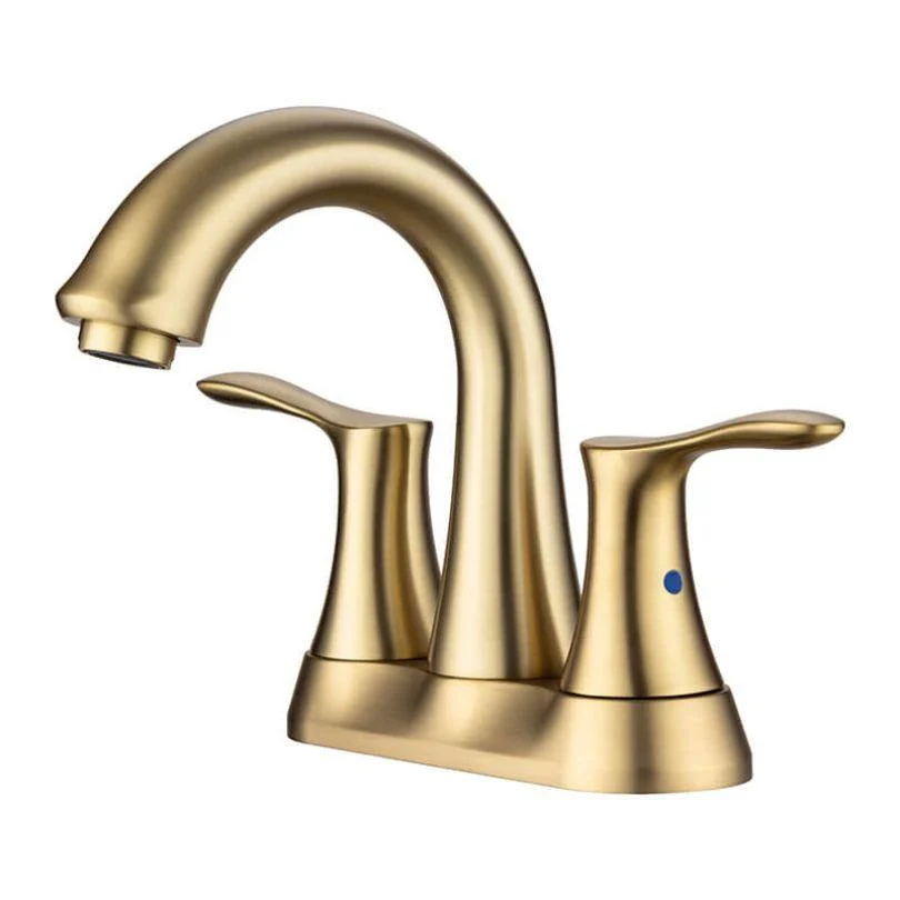 Brushed Gold Centerset 2-handle Swivel Spout Bathroom Tap with Drain Assembly -Bathlova