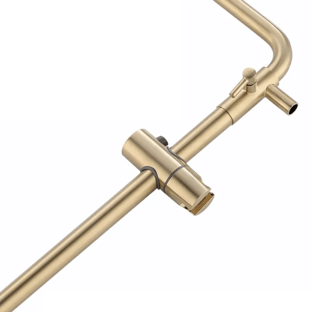 Brushed Gold Exposed Rainfall Shower Fixture with Hand shower & Tub Filler Solid Brass -Bathlova