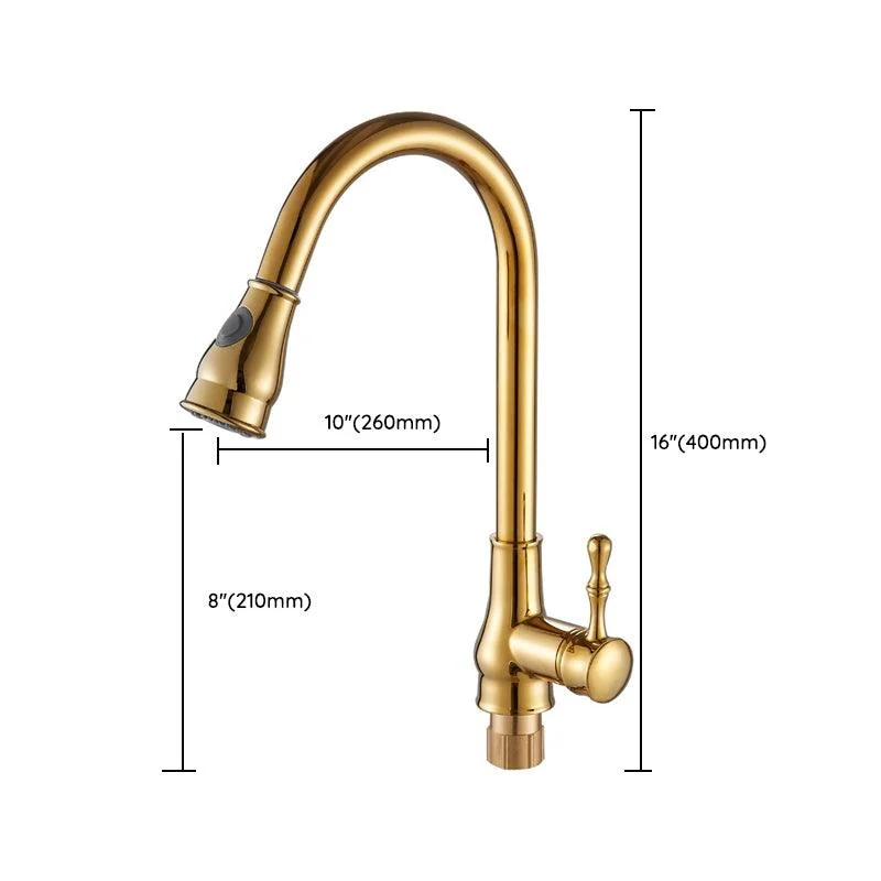 Brushed Gold Kitchen Sink Tap High Arch Swivel Spout with Pull Out Sprayer -Bathlova