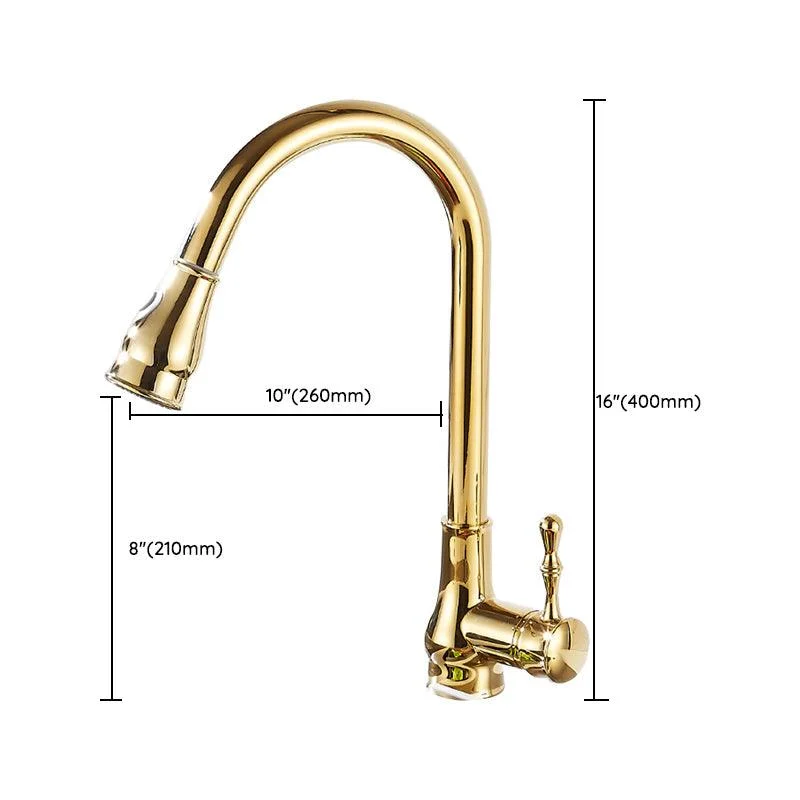 Brushed Gold Kitchen Sink Tap High Arch Swivel Spout with Pull Out Sprayer -Bathlova