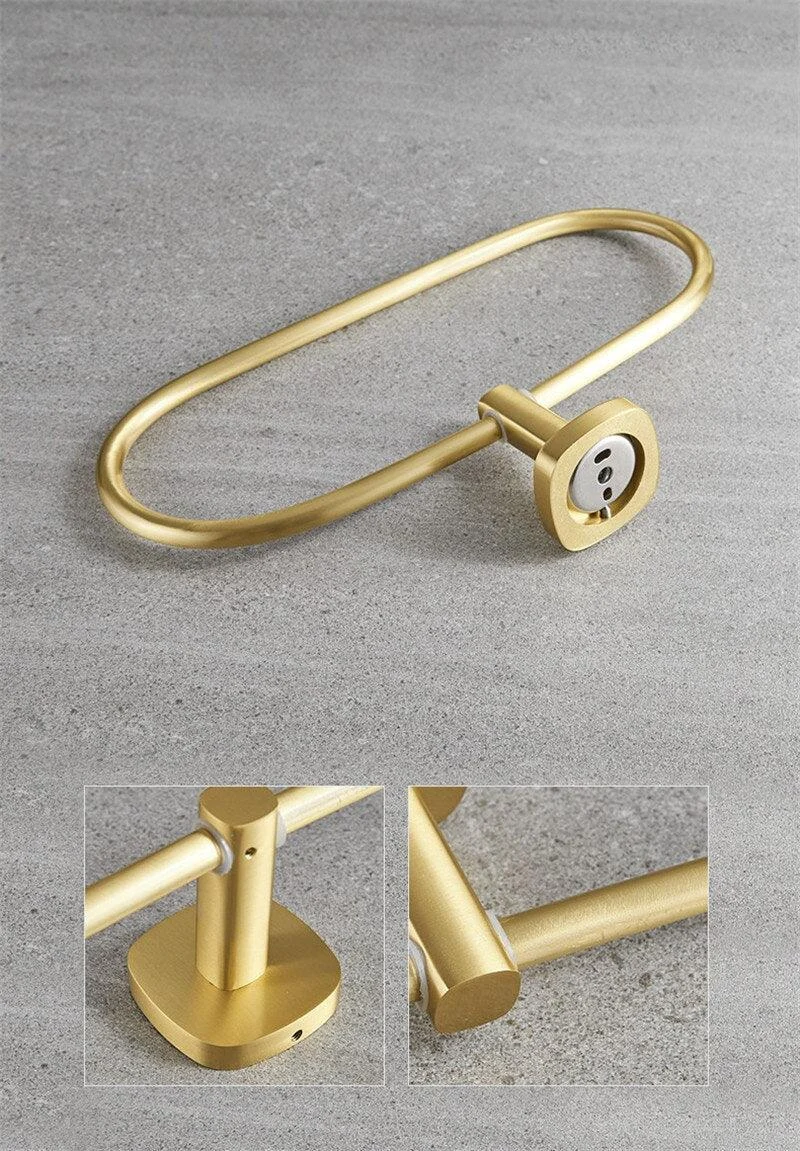 Brushed Gold Self-Adhesive Bathroom Towel Ring -Bathlova