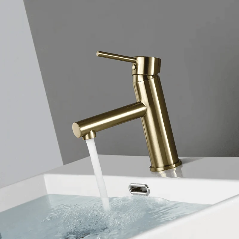 Brushed Gold Single Handle Deck-mounted Mixer Tap -Bathlova