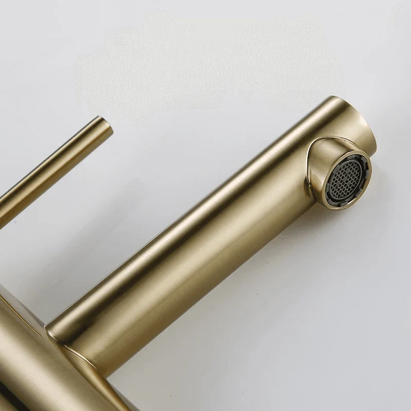 Brushed Gold Single Handle Deck-mounted Mixer Tap -Bathlova