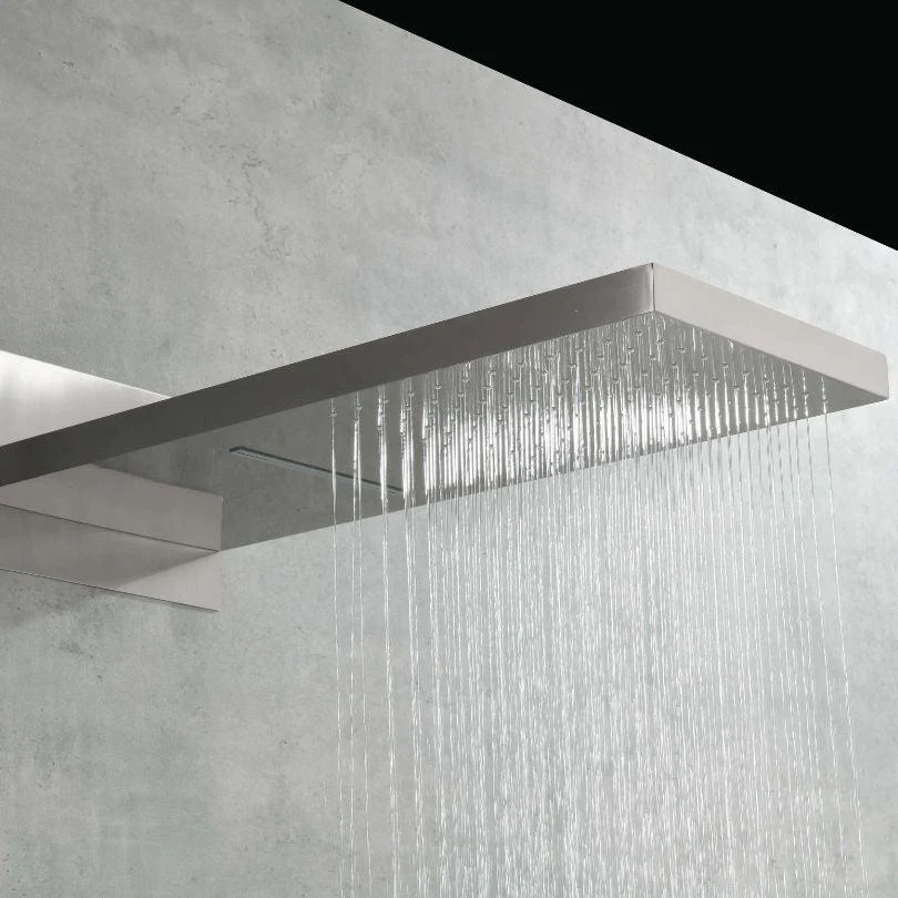 Brushed Nickel Rectangle Rainfall Shower System with Handheld and Shower Tap Set -Bathlova