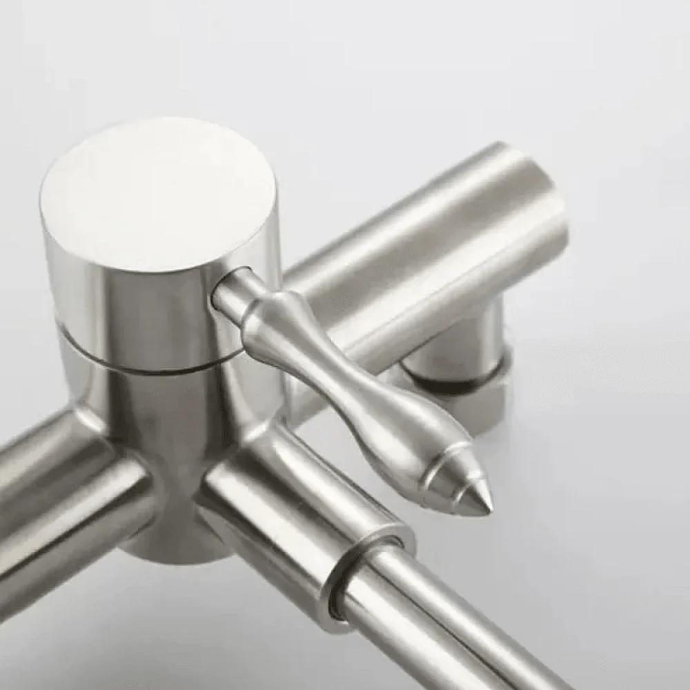 Brushed Nickel Wall Mount Kitchen Tap with Dual Function Sprayer Stainless Steel -Bathlova