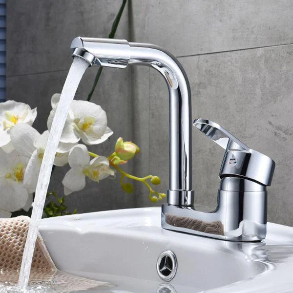 Chrome Circular Vessel Sink Tap Swivel Spout Tap for Bathroom -Bathlova