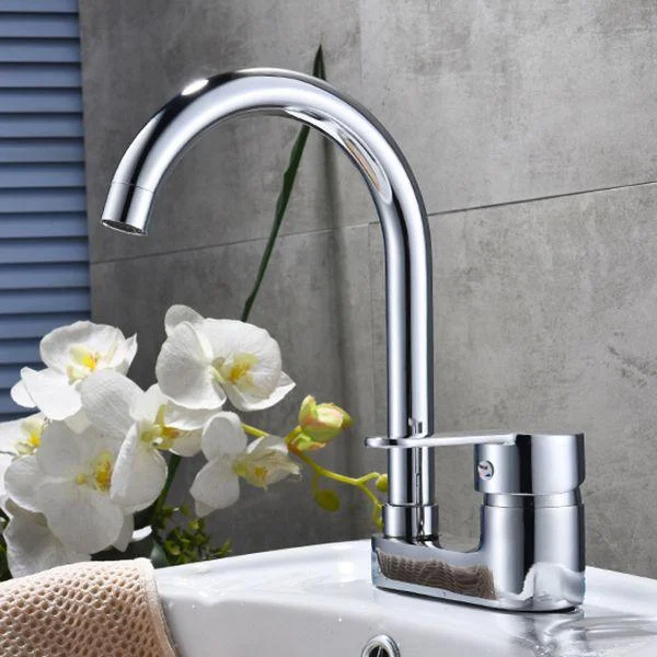 Chrome Circular Vessel Sink Tap Swivel Spout Tap for Bathroom -Bathlova