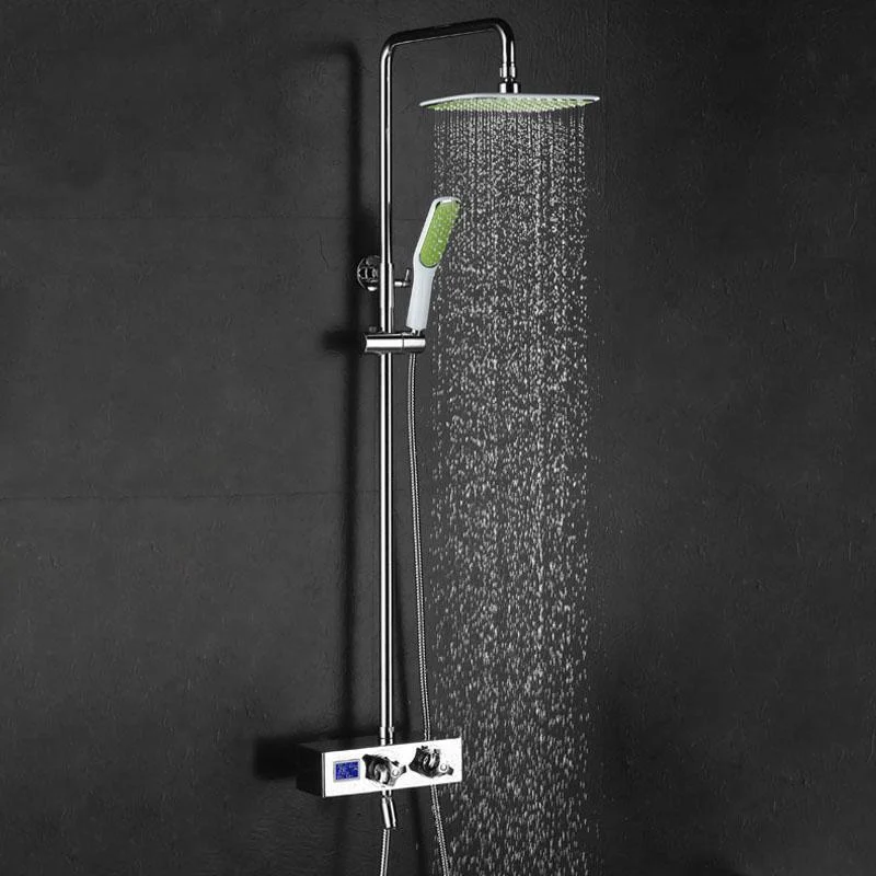 Chrome Finish Waterfall Shower Set with LCD Digital Display -Bathlova