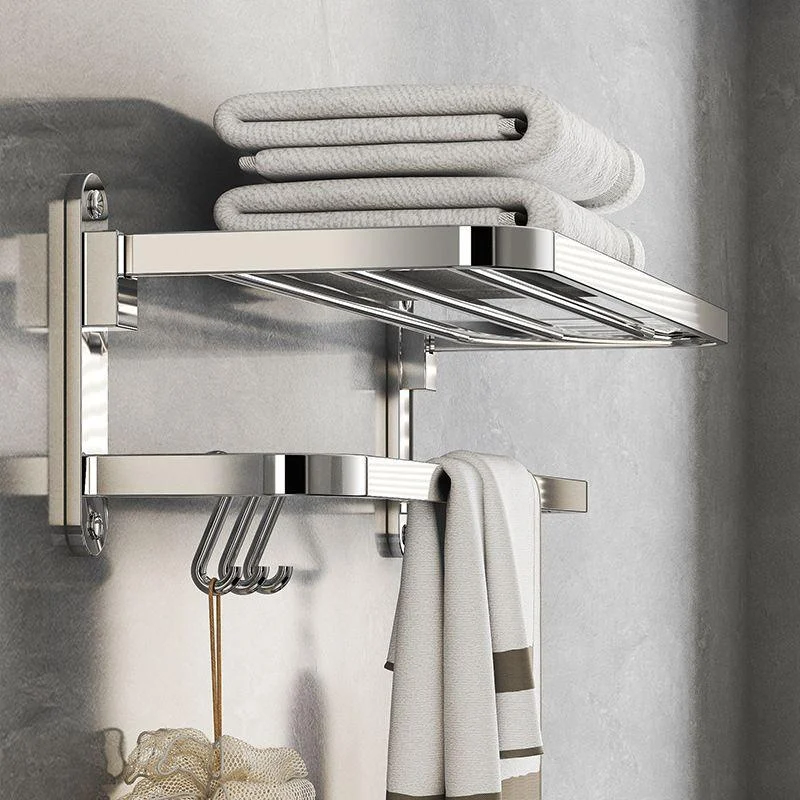 Chrome Modern Bathroom Hardware Set Stainless Steel Robe Hooks/Towel Bar & Bath Shelf -Bathlova