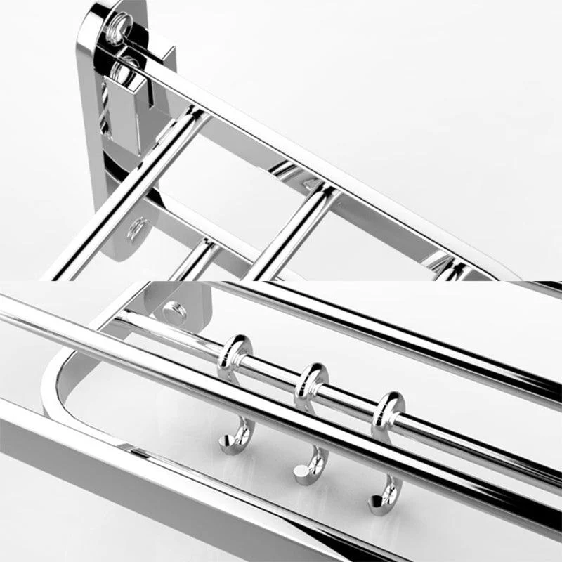 Chrome Modern Bathroom Hardware Set Stainless Steel Robe Hooks/Towel Bar & Bath Shelf -Bathlova