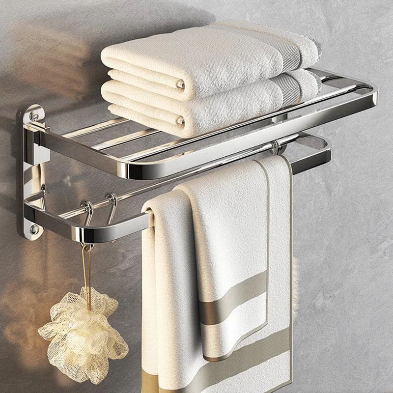 Chrome Modern Bathroom Hardware Set Stainless Steel Robe Hooks/Towel Bar & Bath Shelf -Bathlova