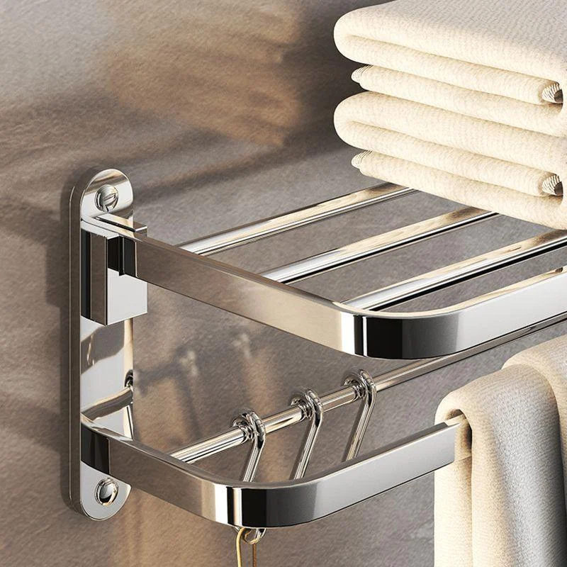 Chrome Modern Bathroom Hardware Set Stainless Steel Robe Hooks/Towel Bar & Bath Shelf -Bathlova