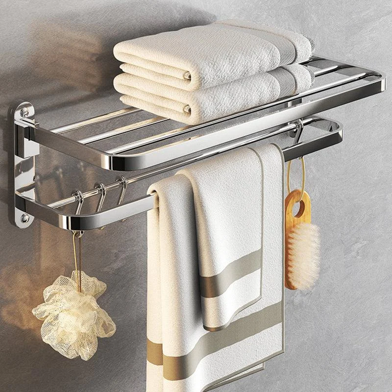 Chrome Modern Bathroom Hardware Set Stainless Steel Robe Hooks/Towel Bar & Bath Shelf -Bathlova