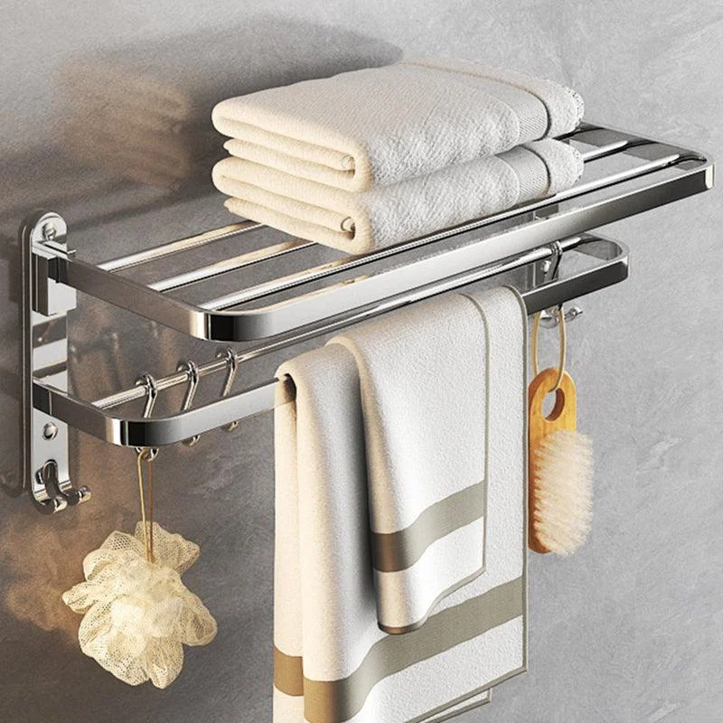 Chrome Modern Bathroom Hardware Set Stainless Steel Robe Hooks/Towel Bar & Bath Shelf -Bathlova