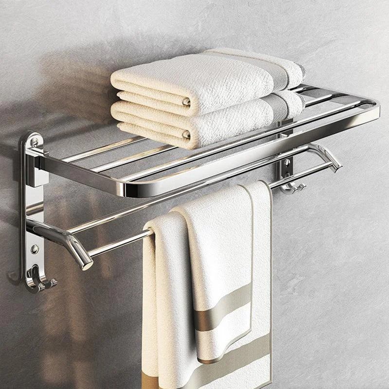 Chrome Modern Bathroom Hardware Set Stainless Steel Robe Hooks/Towel Bar & Bath Shelf -Bathlova