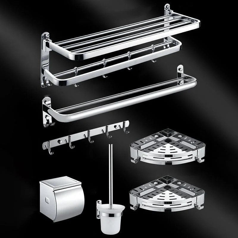 Chrome Modern Bathroom Hardware Set Stainless Steel Robe Hooks/Towel Bar & Bath Shelf -Bathlova