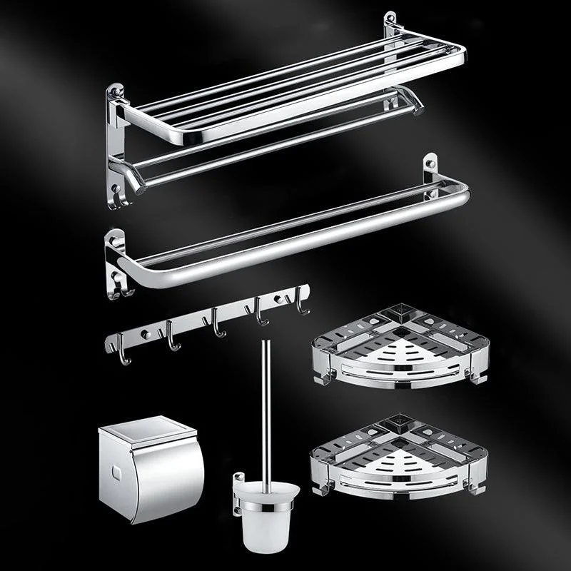 Chrome Modern Bathroom Hardware Set Stainless Steel Robe Hooks/Towel Bar & Bath Shelf -Bathlova