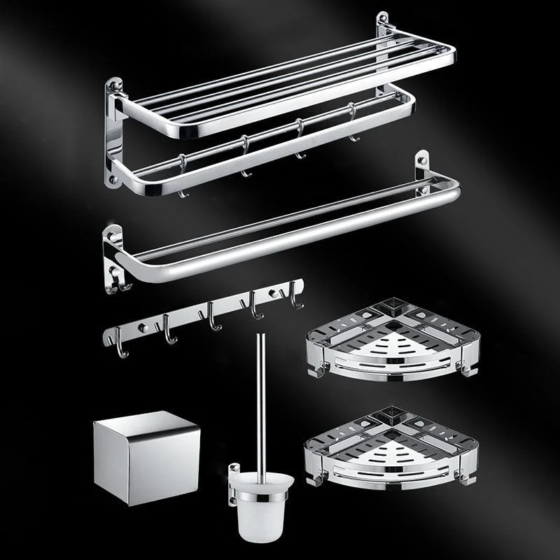 Chrome Modern Bathroom Hardware Set Stainless Steel Robe Hooks/Towel Bar & Bath Shelf -Bathlova